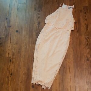 ASOS Pink Tiered Ruffled Halter Midi Dress